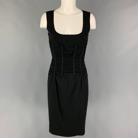 DOLCE & GABBANA Size 6 Black Acetate Blend Ruched Sleeveless Cocktail Dress - Picture 1 of 1